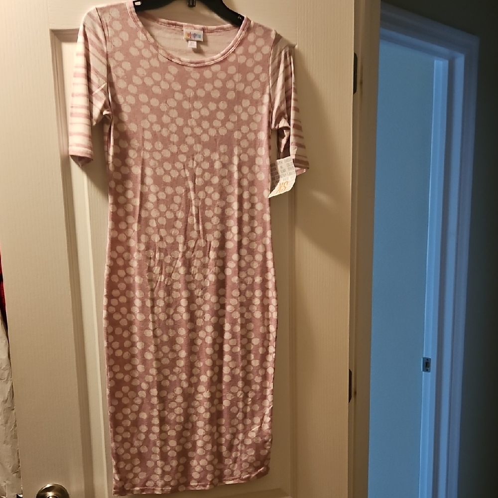 LuLaRoe Julia Pink Polka Dot Dress
